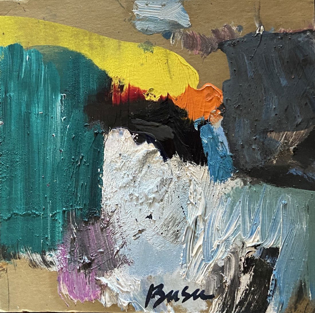 PETER BUSA (1914-1985, Pennsylvania) Breaker 1961: Abstract. Oil on board 12 x 12 in