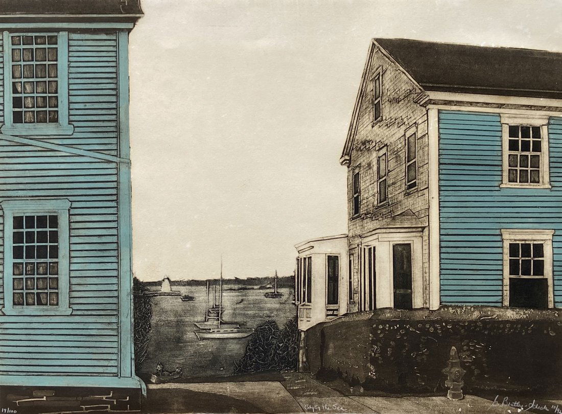 American Harbor Scene, Signed Aquatint Etching (1 of 3)