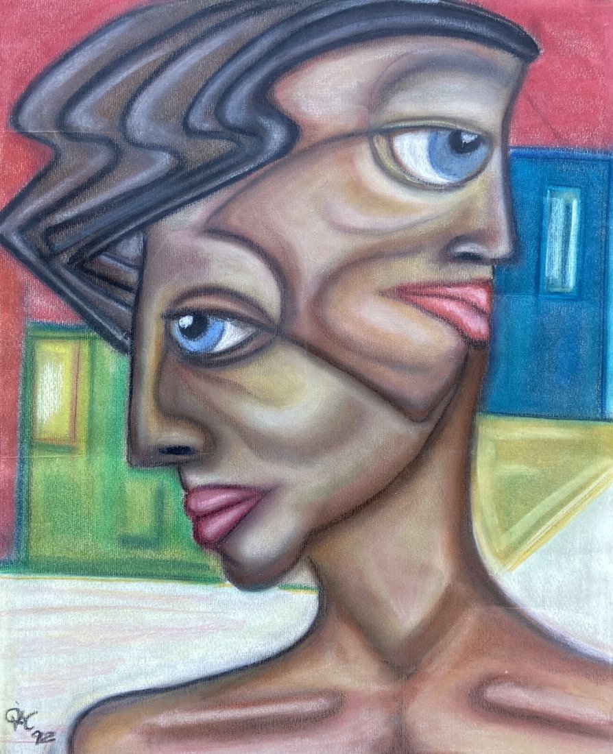 PIERRE ANDRE (b.1964, Haitian) Surrealist: Pastel on paper 12 1/2 x 15 1/2 in