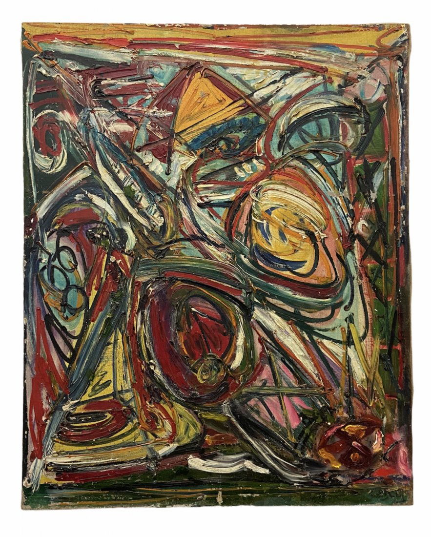 French Mid-Century Modern Abstract, Signed (1 of 2)