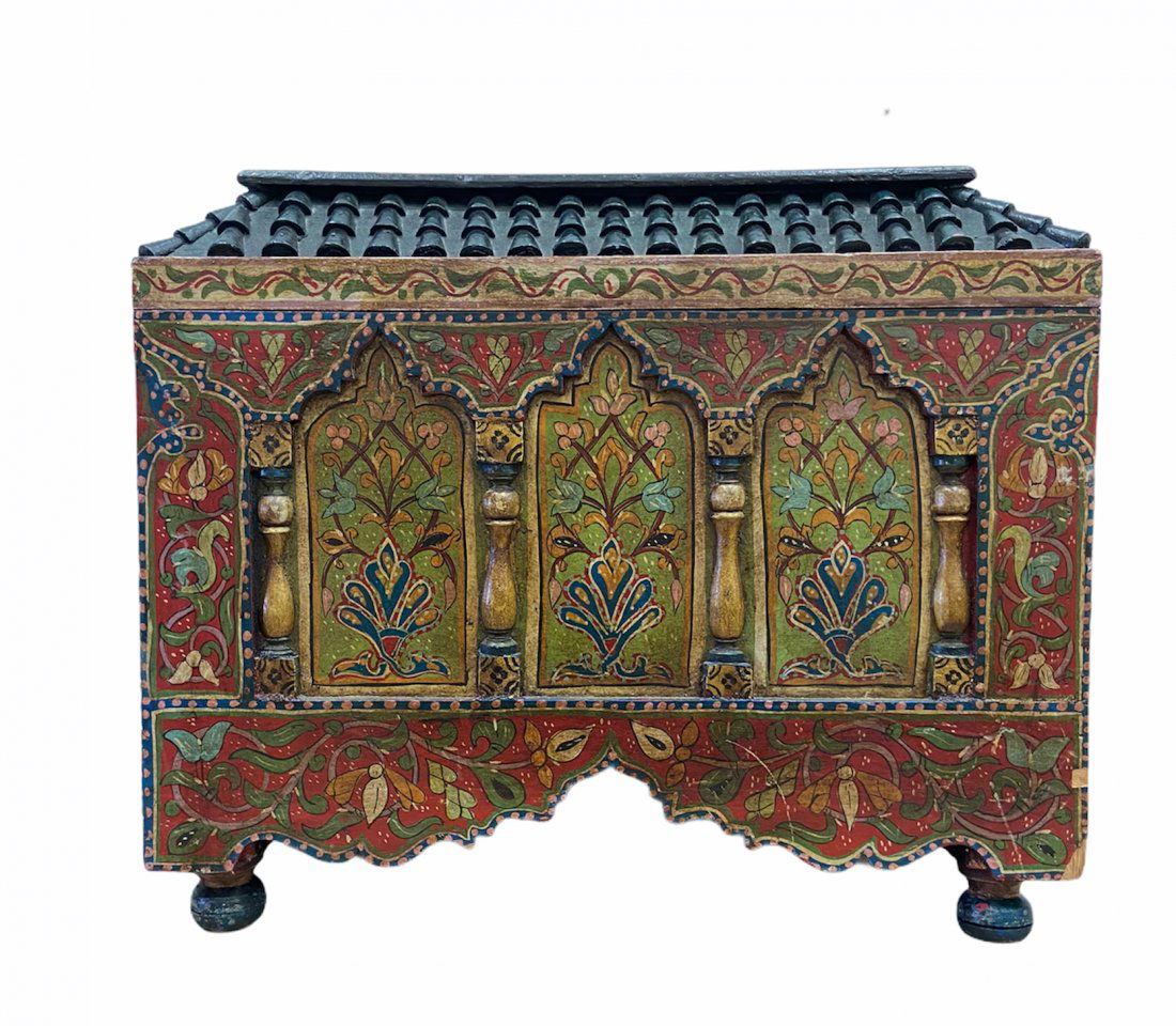 Hand Painted Moroccan Style Wood Chest (1 of 8)