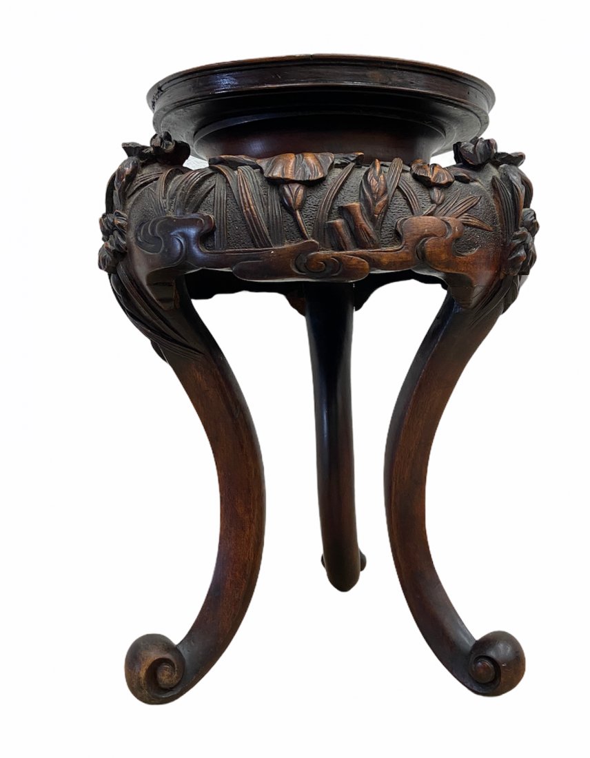 Oriental Carved Wooden Small Table: 13 1/2 high, 10 in wide