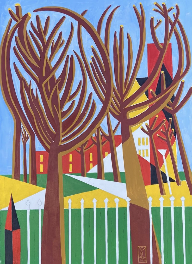 THOMAS M BARNETT (20th c, American) Mod Landscape (1 of 2)