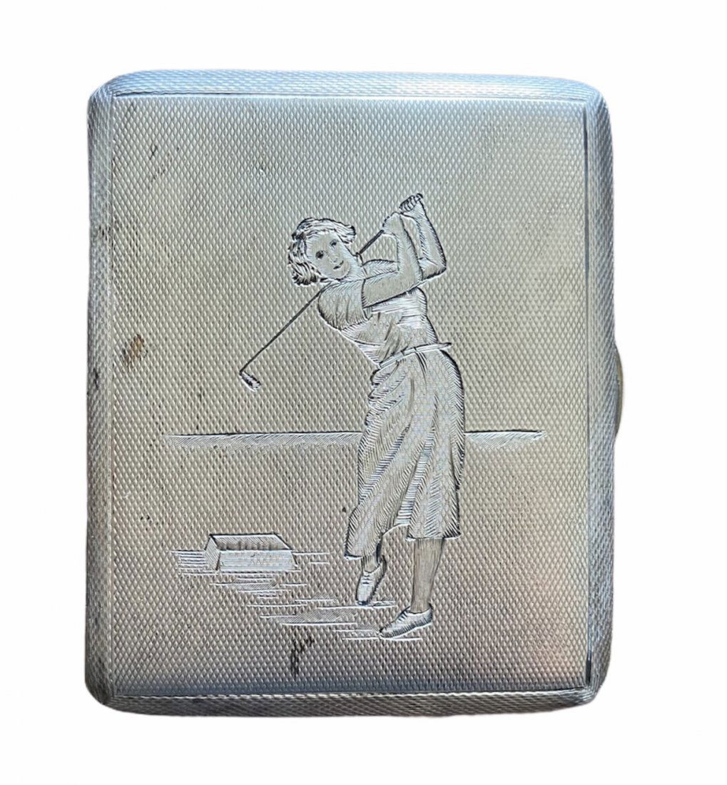 Sterling Silver Woman's Golfer Cigarette Case (1 of 4)