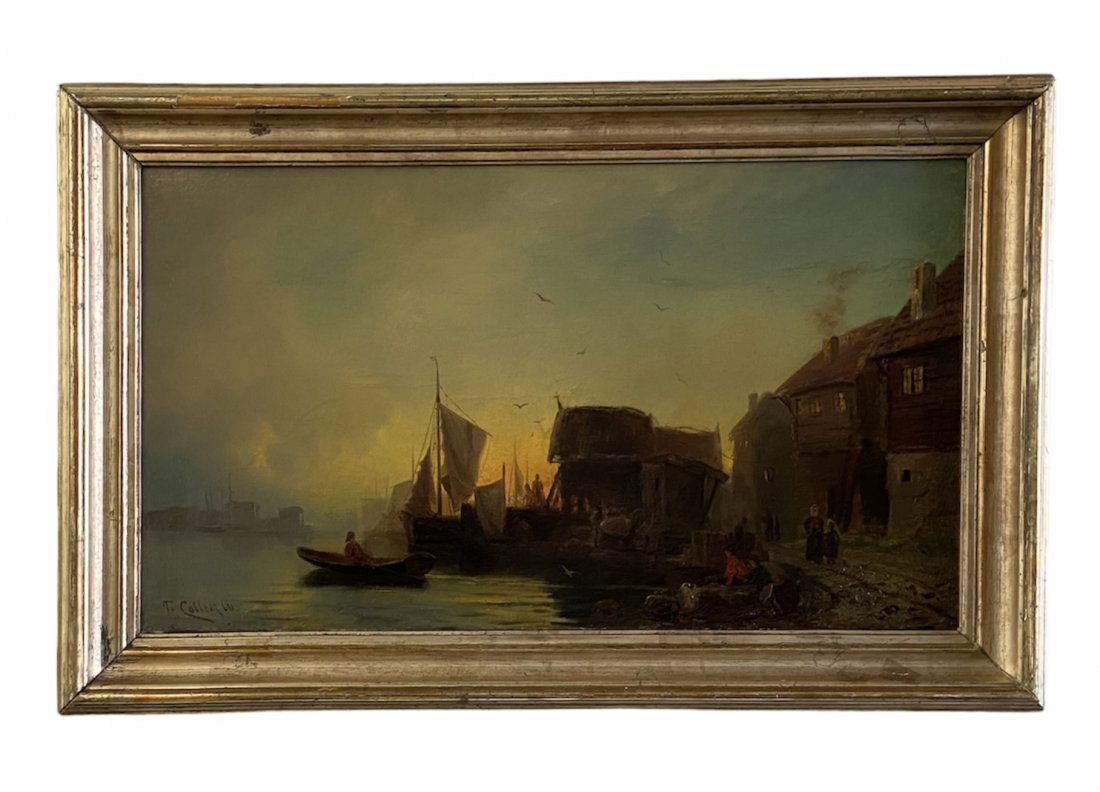 French Impressionist Harbor Scene, Signed (1 of 3)