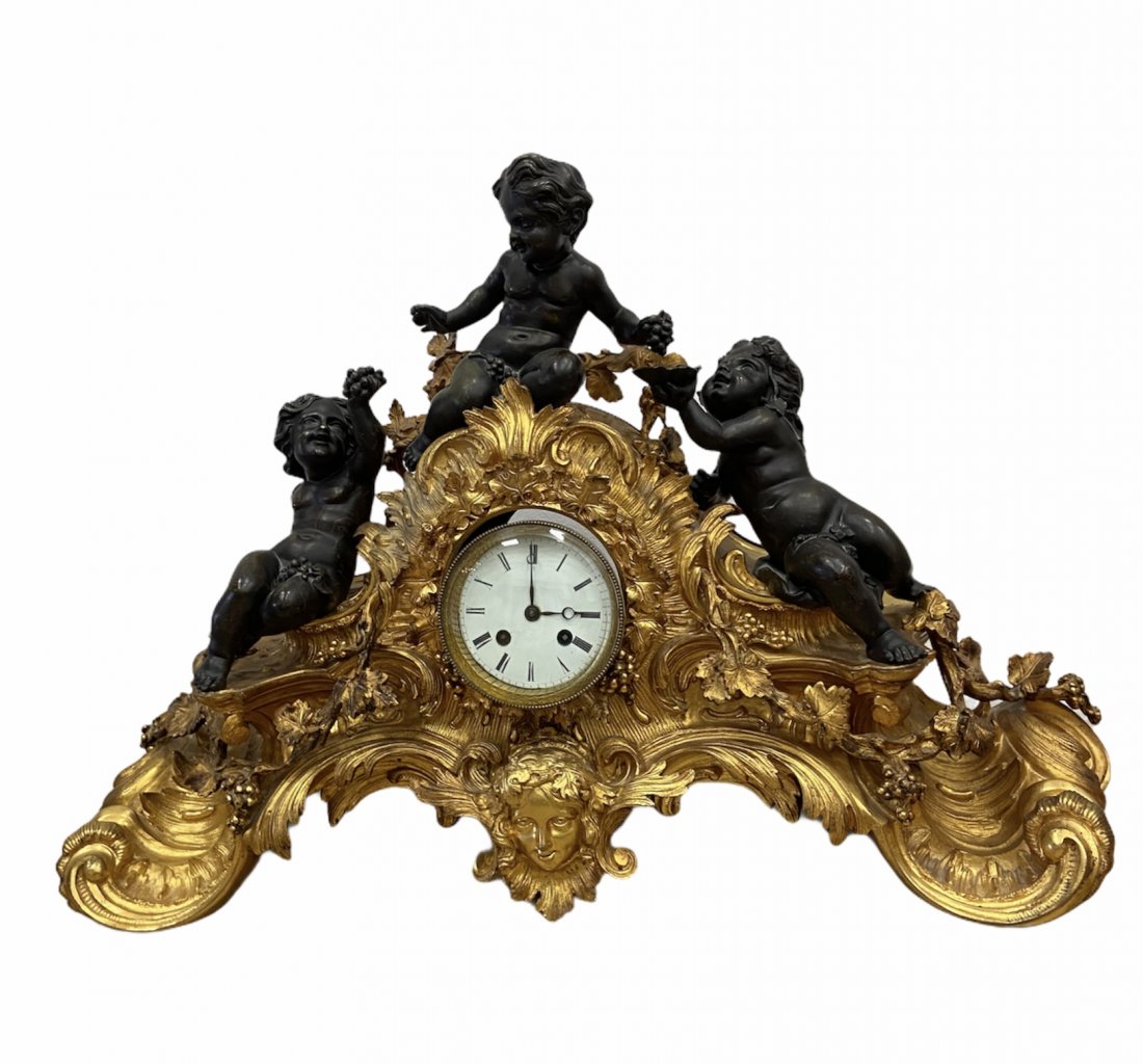 19th Century Gilt French Mantel Clock With Bronze Putti (1 of 8)