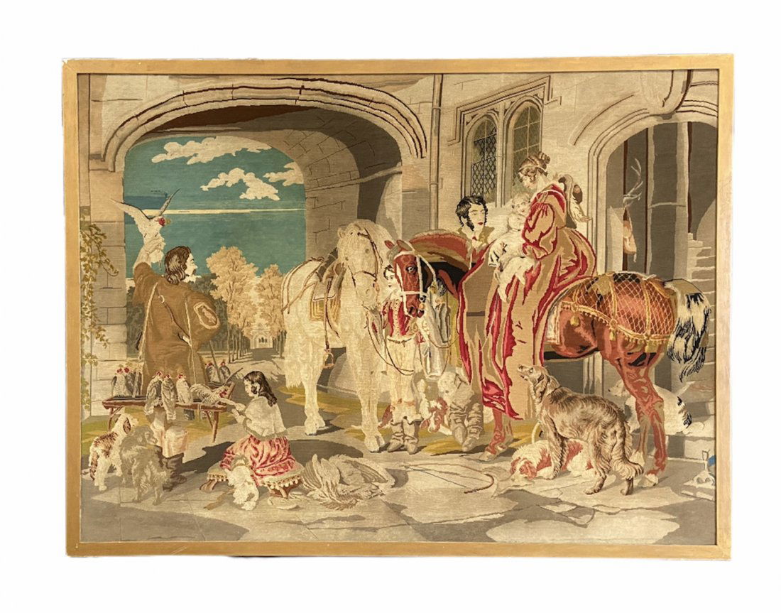 Antique French Tapestry, Romantic Scene (1 of 2)