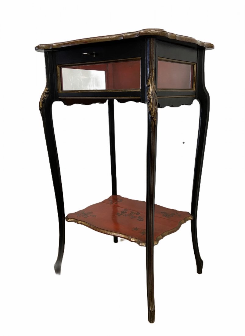 Chinoiserie Oriental Vitrine Red & Ebony Lacquer (1 of 3)