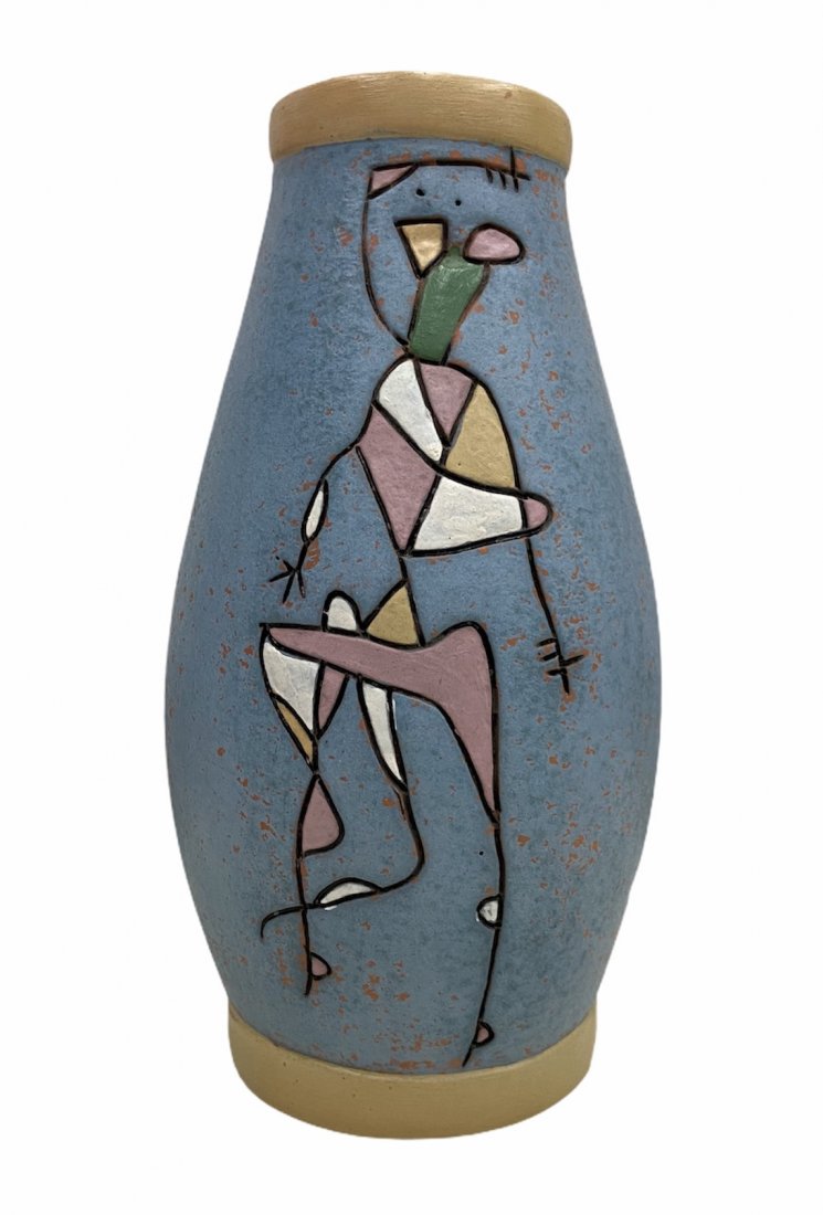 Studio Pottery Modernist Hand-Painted Figural Vase (1 of 3)