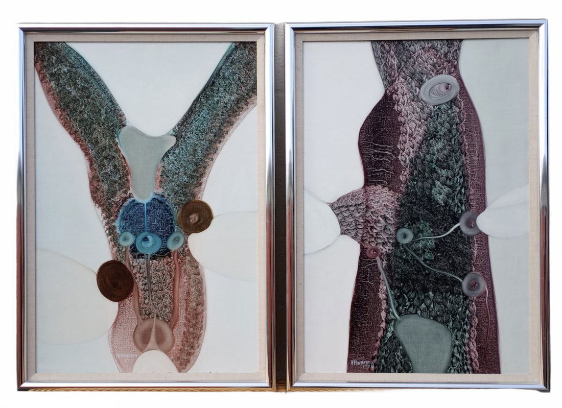 Pair Of 1970's Brazilian Abstract Paintings, Signed (1 of 6)