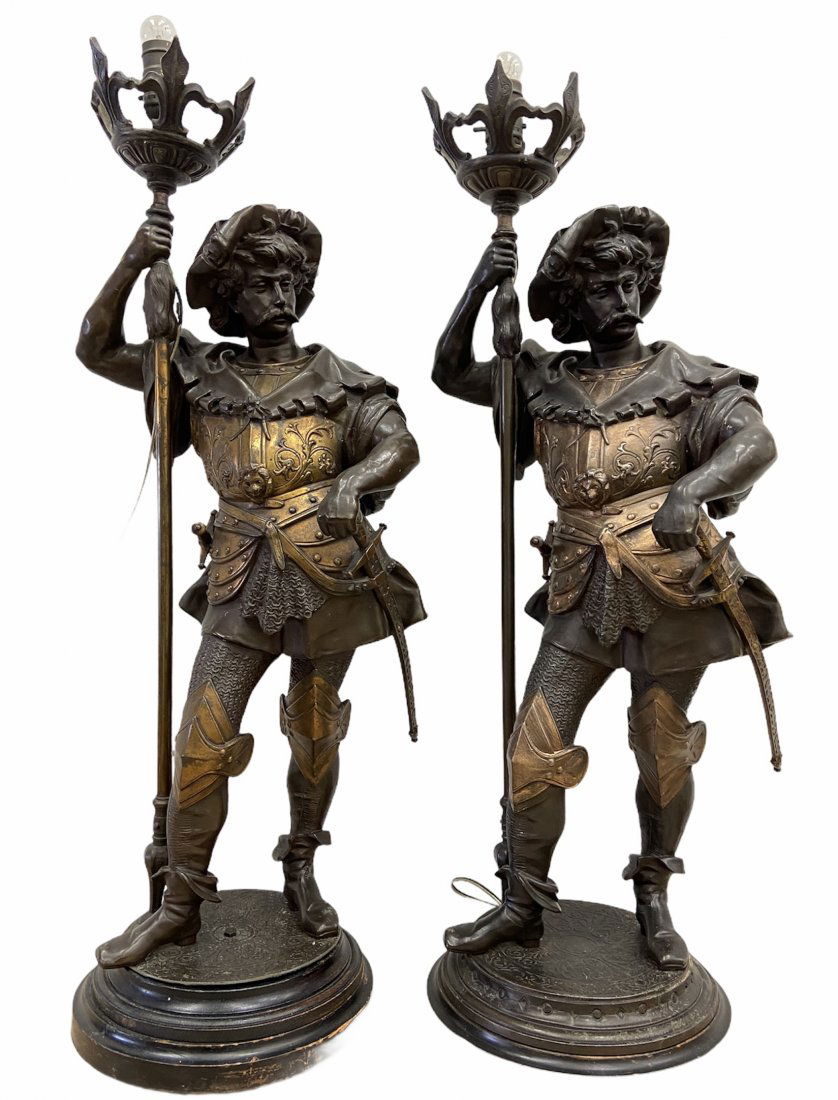 Pair Of Figural Polychrome Lamps, Italian Swordsman (1 of 4)