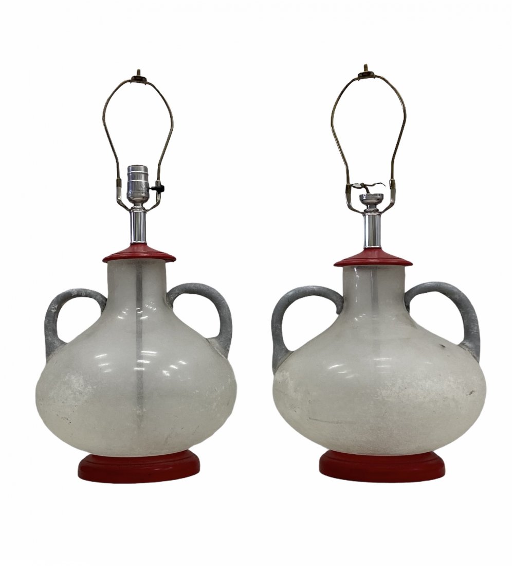 Archimede Seguso Scavo Murano Glass Table Lamps (1 of 2)