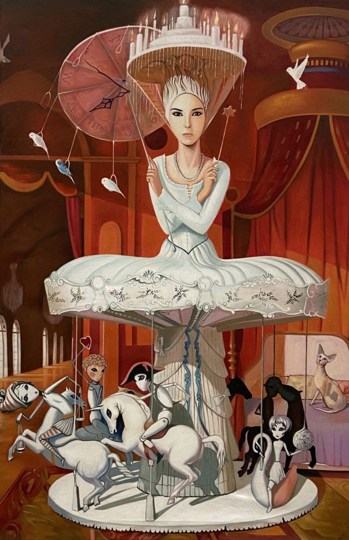 Large Latin American Lowbrow Surrealist Fantasy Scene (1 of 3)