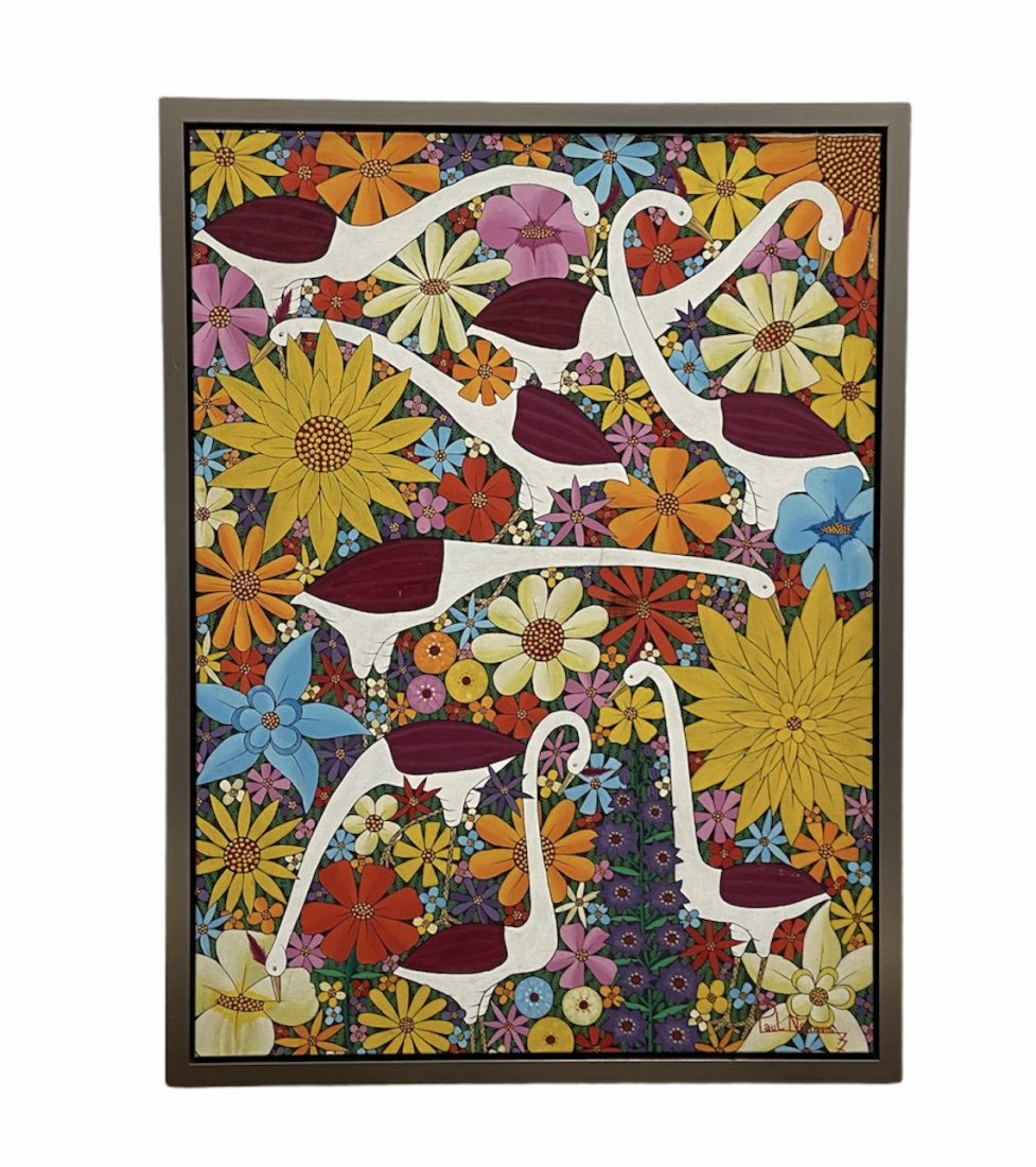 PAUL NEMOURS (20th c, Haiti) Birds & Flowers (1 of 3)