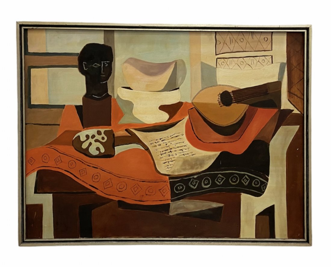 Large Mid-Century Cubist Still Life, Unsigned (1 of 2)
