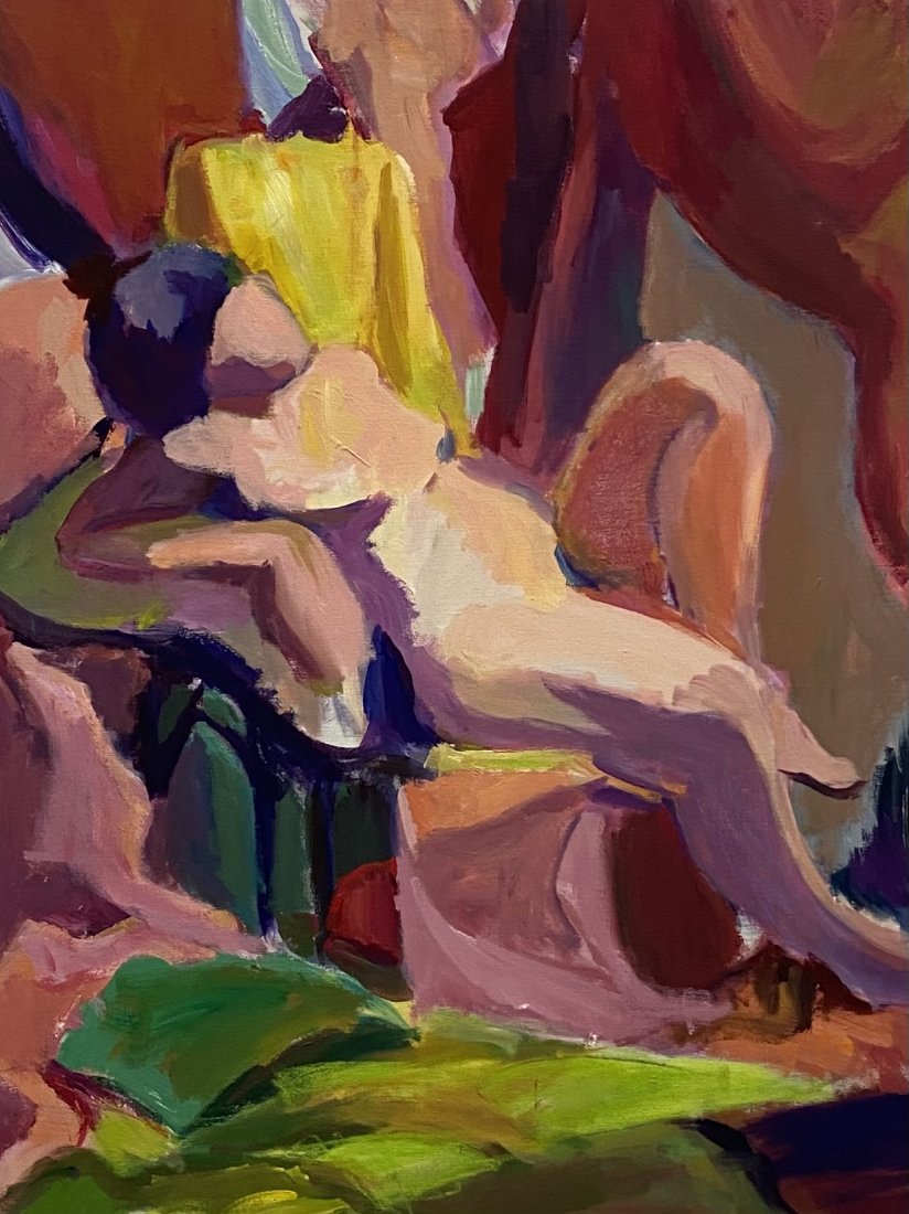 BARBARA YETERIAN (20th c, American) Reclining Nude: Oil on canvas 40 x 30 in
