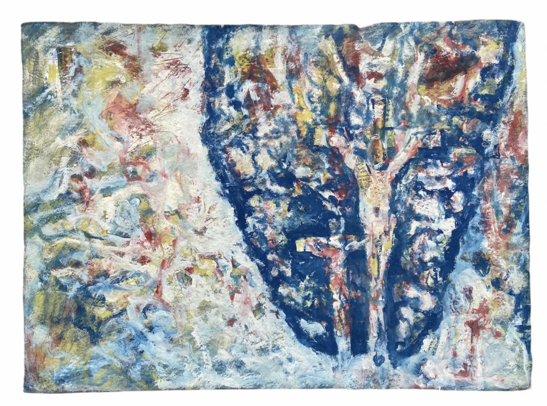 MILAN KLIMES (20th c, Czech Republic) The Crucifixion: Gouache on paper 35 1/2 x 26 in.