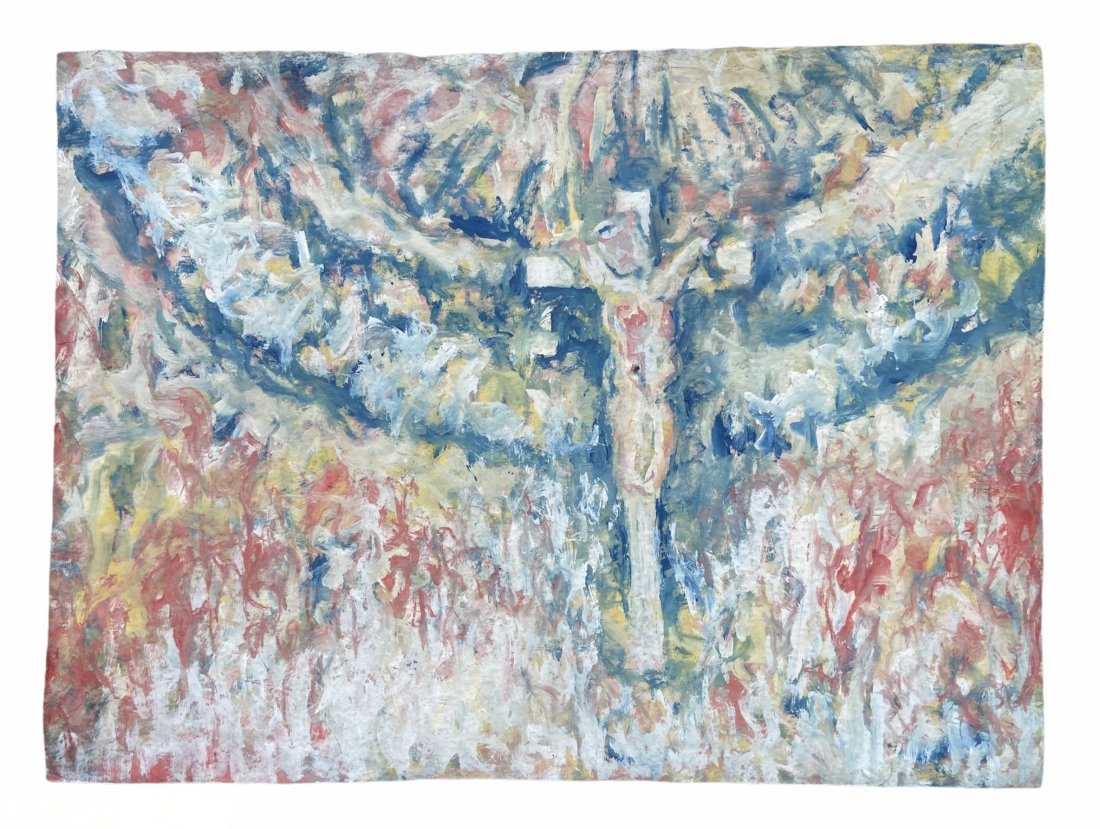 MILAN KLIMES (20th c, Czech Republic) The Crucifixion: Gouache on paper 35 1/2 x 26 in.