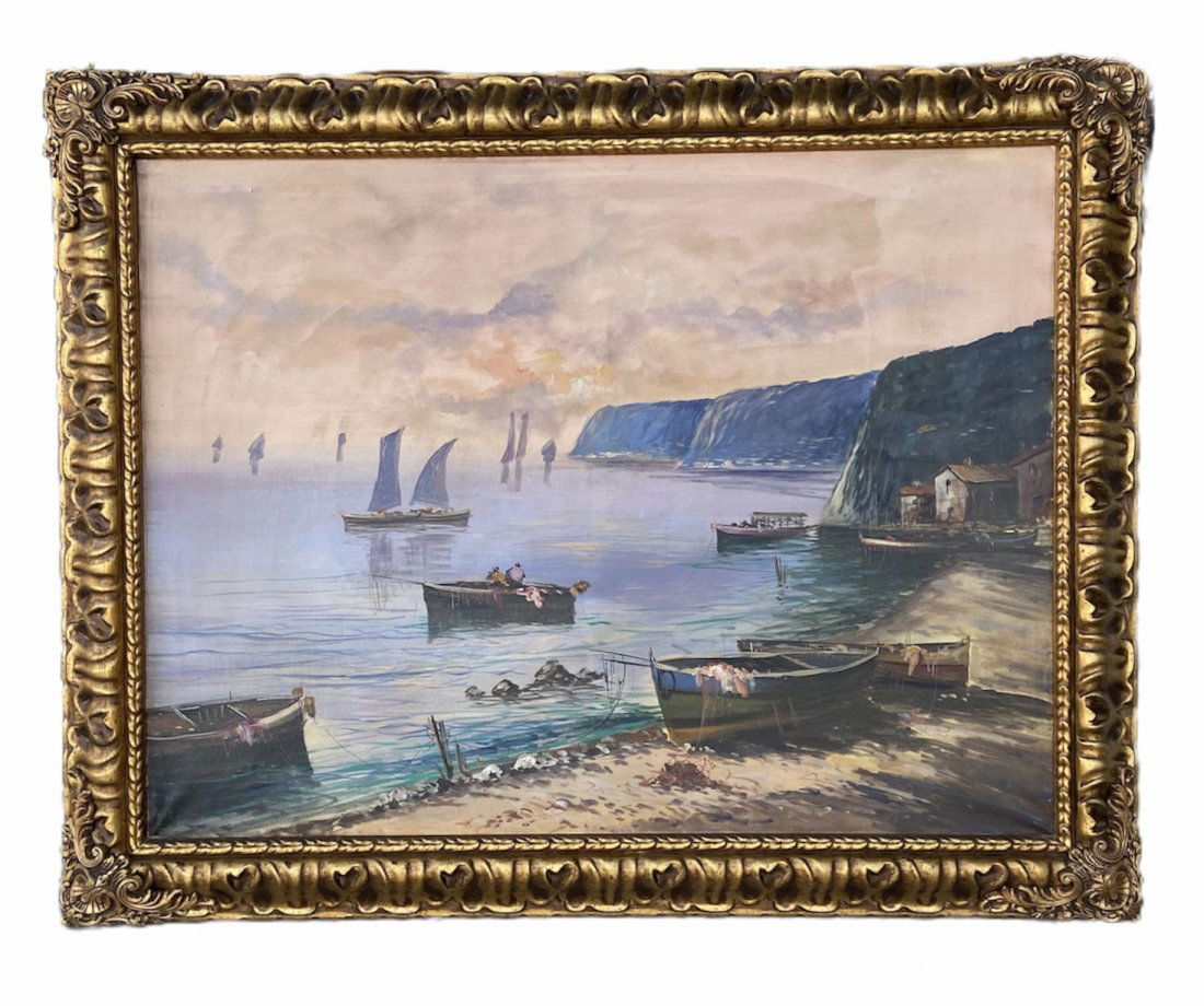 Large Italian Neapolitan Seascape By R. Botta (1 of 3)