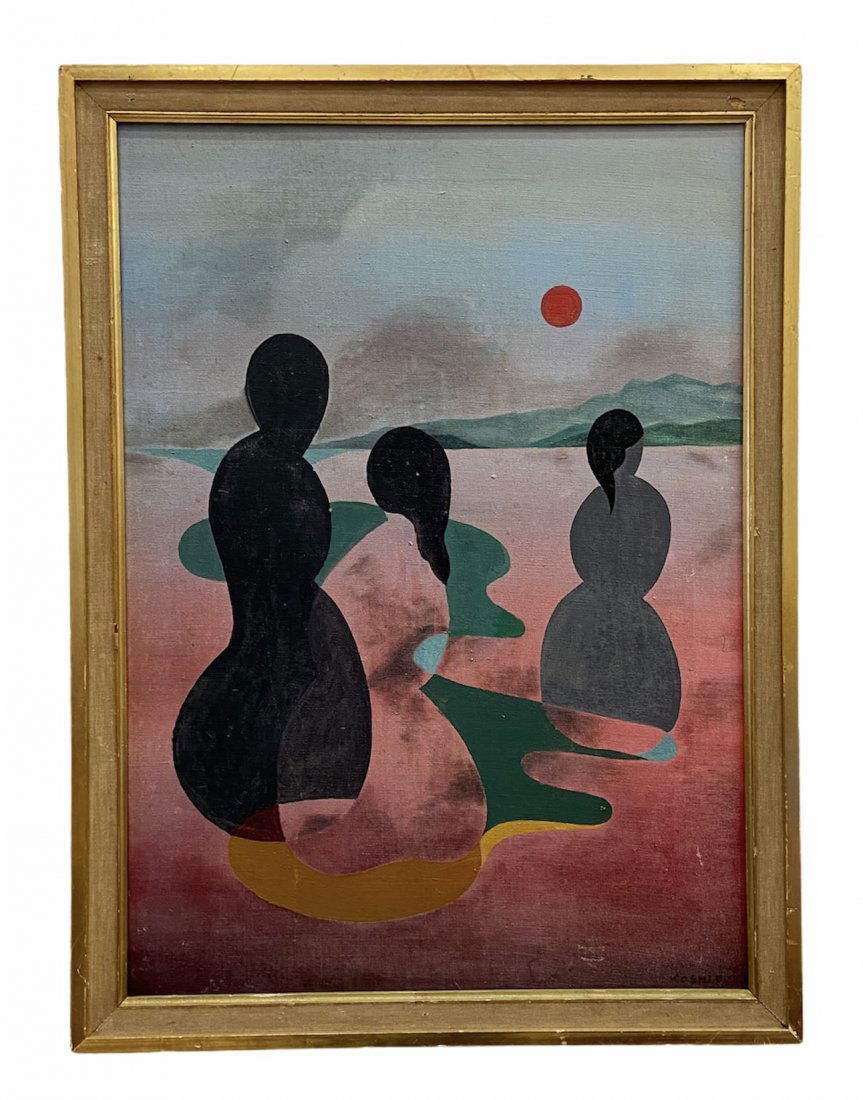 Mid-Century Surrealist Figures In Landscape, Signed (1 of 3)