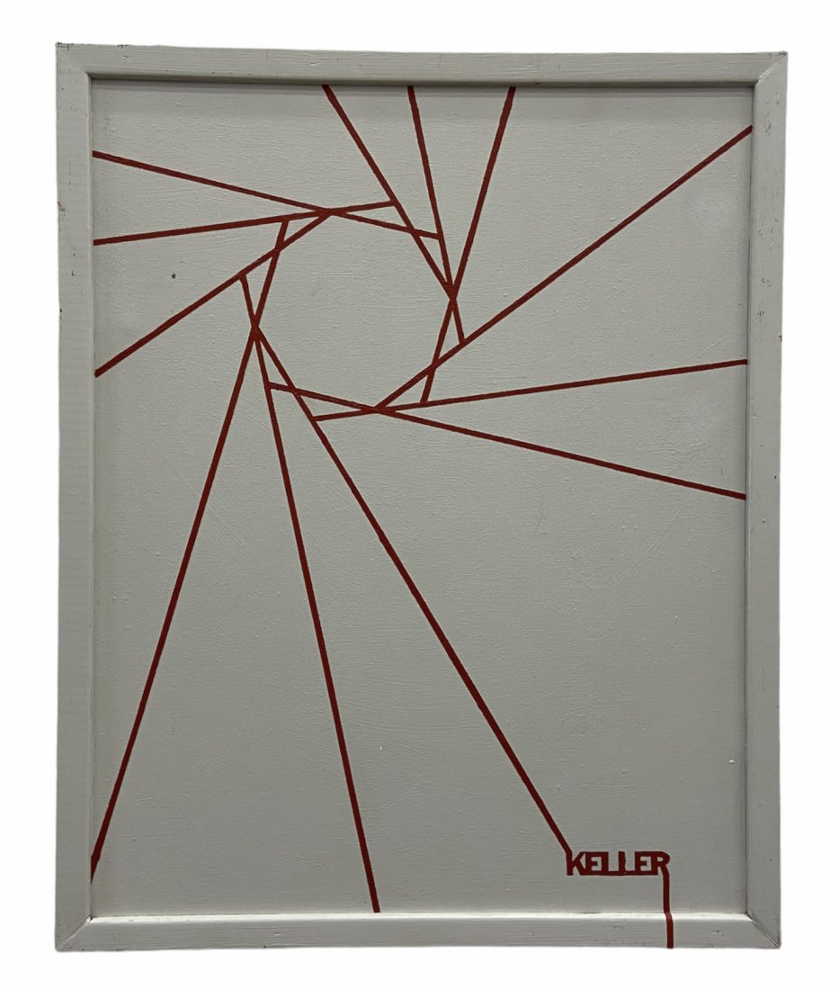 Mid-Century Minimalist Abstract Signed Keller: Oil on canvas 24 x 30 in