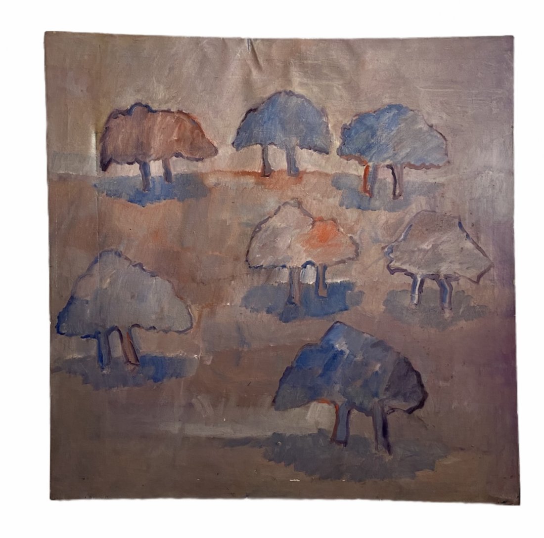 Mid-Century Modern Fauve Landscape Of Trees, Signed (1 of 3)