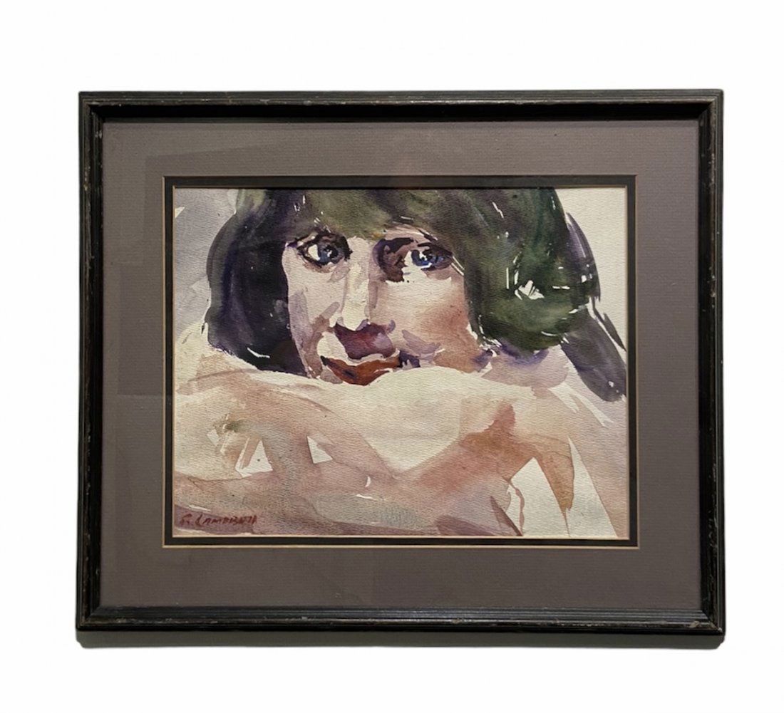 R. Campbell Modernist Watercolor Portrait (1 of 2)