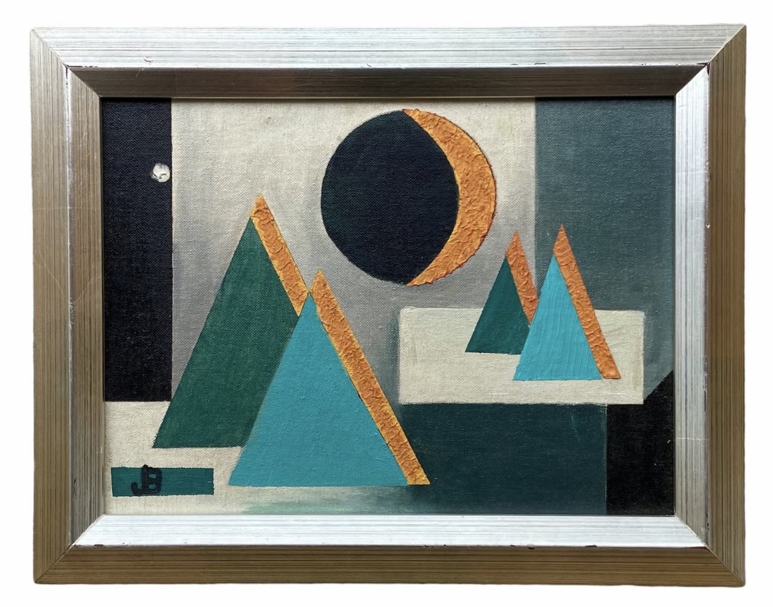 Mid-Century Modern Geometric Abstract Signed JB (1 of 2)