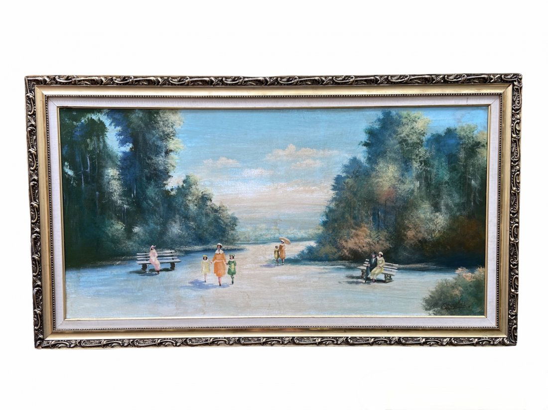 Large Cuban Impressionist Park Landscape, Signed (1 of 3)