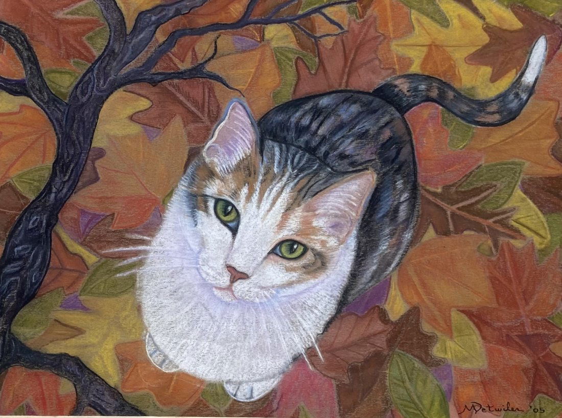 Pastel Of A Cat Signed M. Detwiler (1 of 2)