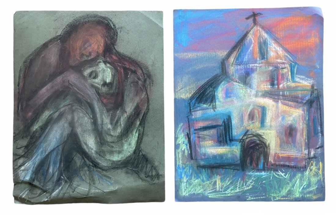 BARBARA YETERIAN (20th c, American) Armenian Genocide: Pastel on paper. She did a series on the Armenian Genocide. 24 x 18 in