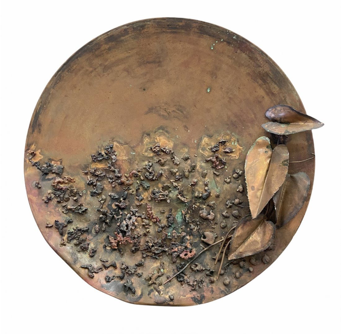 Modernist Decorative Copper Charger, Signed (1 of 3)