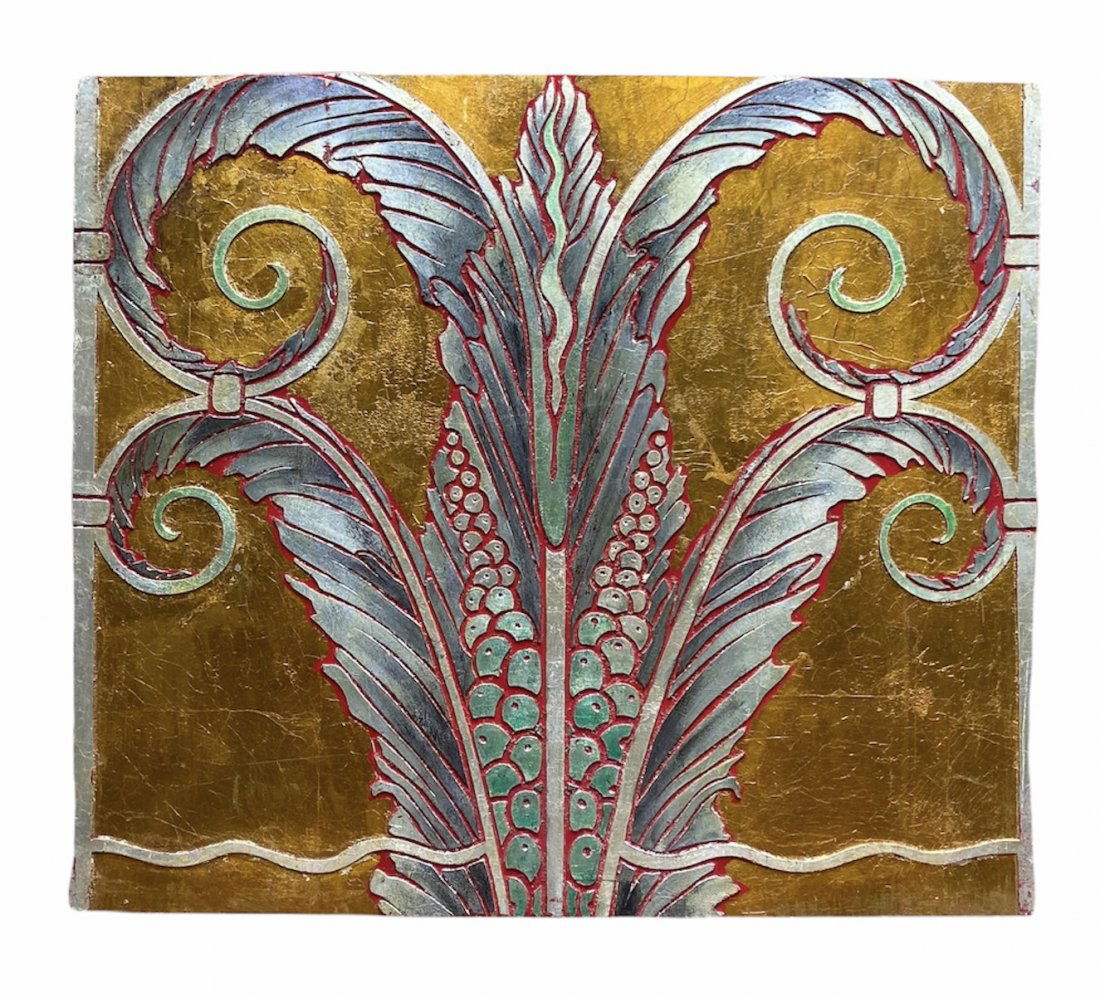 Decorative Painted & Inscribed Art Deco Floral Panel (1 of 2)