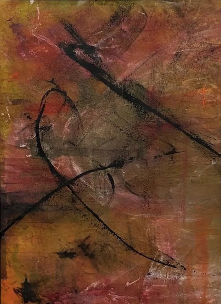 Mid-Century Modern Large Red Abstract (1 of 2)