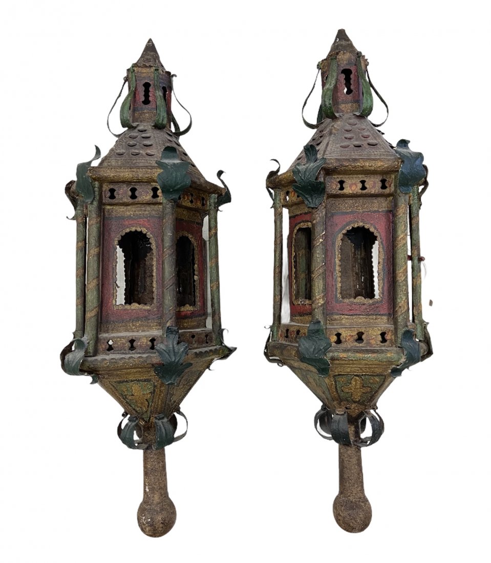 19th Century Hand Painted Moroccan Wall Sconces (1 of 6)