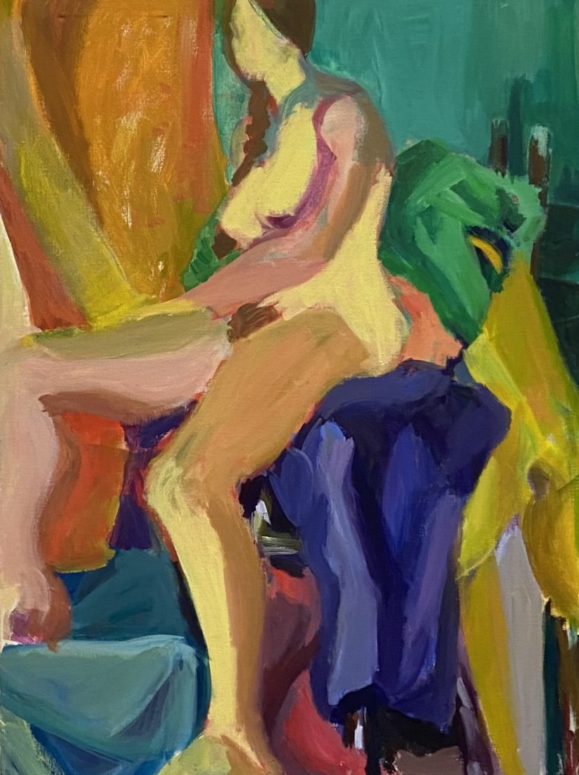 BARBARA YETERIAN (20th c, American) Nude: Oil on canvas 40 x 30 in. Armenian holocaust survivor