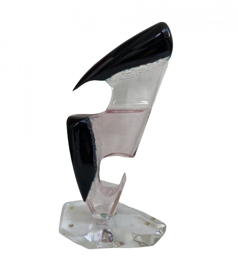1970's Mid-Century Modern Lucite Sculpture: 22 inches high, 13 x 8 inch base