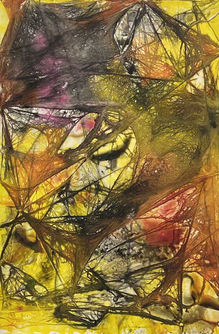 Contemporary Mixed Media Yellow Abstract (1 of 2)