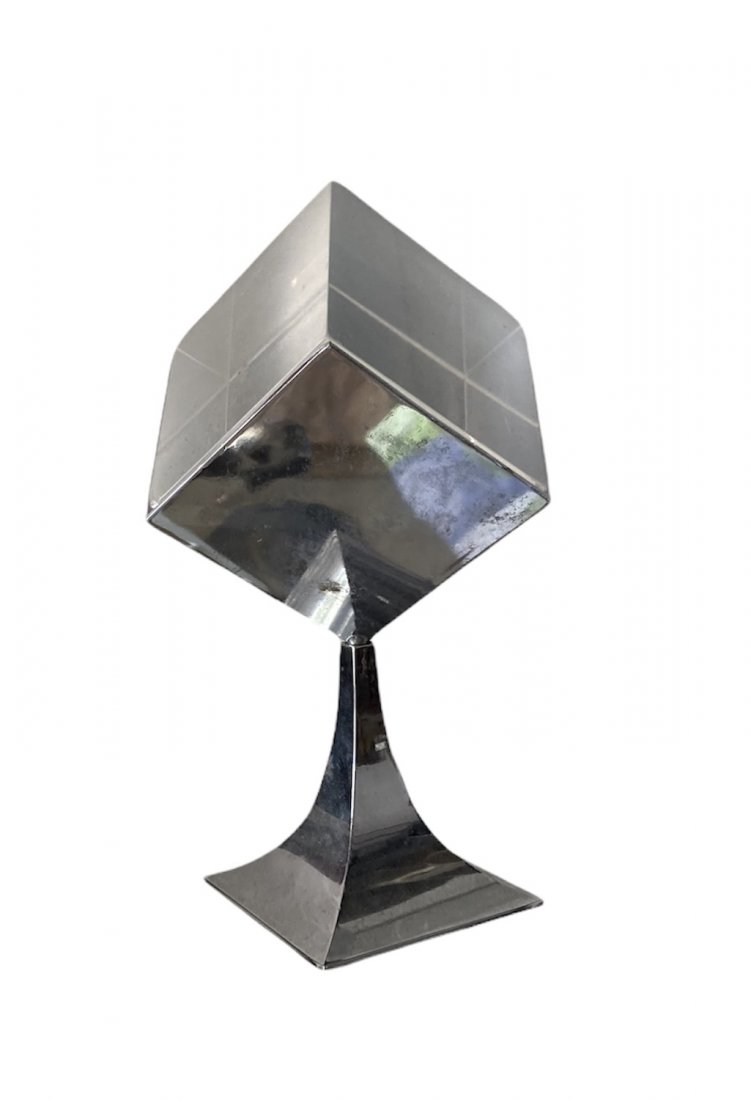 Mid-Century Modern Metal & Lucite Cube Sculpture (1 of 3)