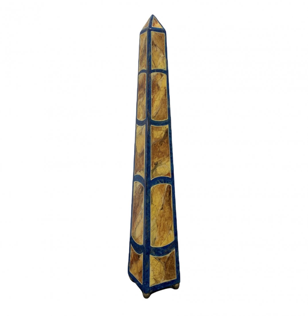 Mid-Century Modern Blue & Gold Obelisk (1 of 1)