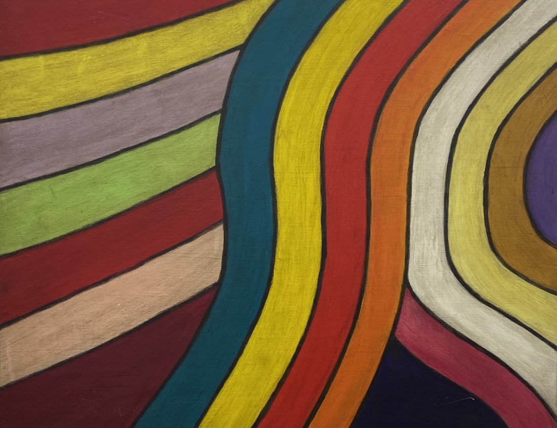 TIM RAY FISHER (b. 1969, Indiana) Colorful Abstract: Oil on wood, 16 x 20 in