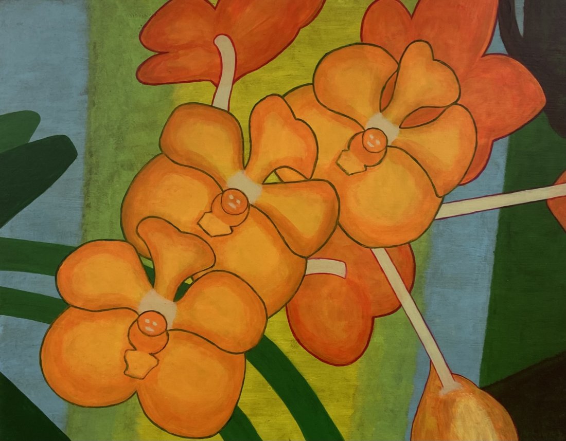 TIM RAY FISHER (b. 1969, Indiana) Flowers: Oil on wood 16 x 20 in