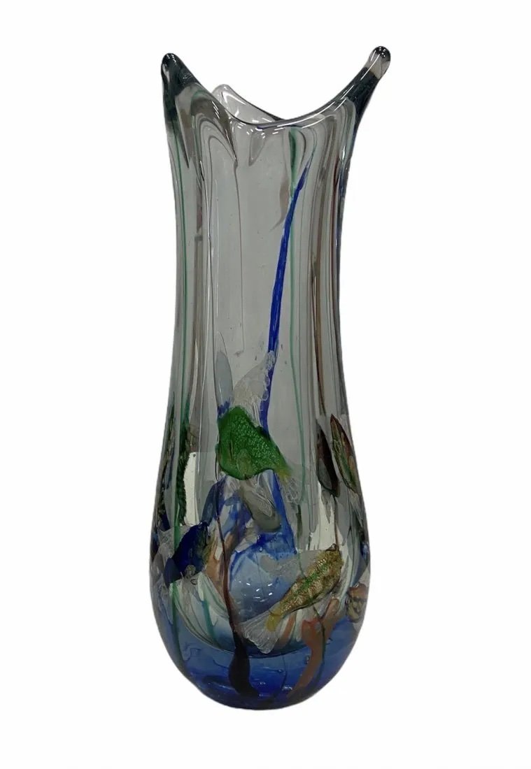 Large Vintage Murano Aquarium Glass Vase (1 of 5)