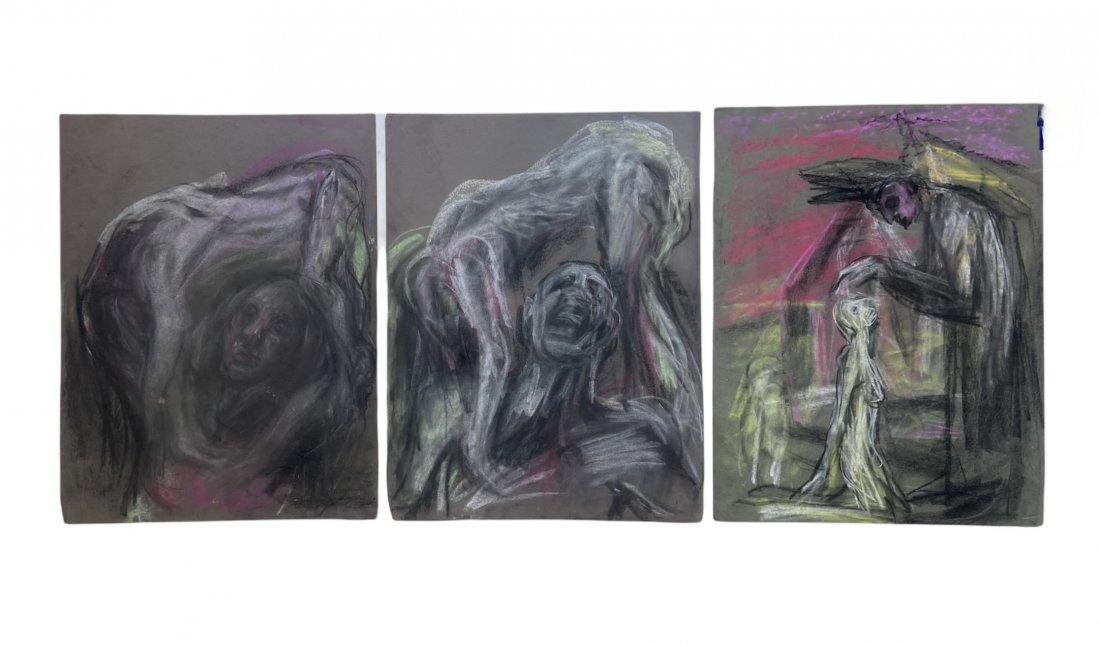 BARBARA YETERIAN (20th c, American) Armenian Genocide: Pastel on paper 25 1/2 x 19 1/2 in