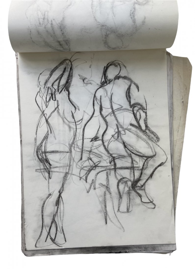 BARBARA YETERIAN (20th c, American) Portfolio: About 15 pages. Drawings on paper. Mostly charcoal 18 x 24 in