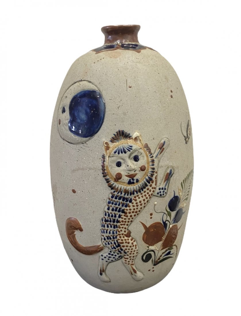 Chinese Modernist Studio Pottery Vase w/ Cats (1 of 3)