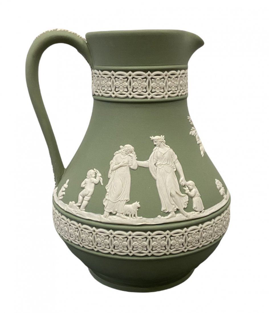 Vintage Green Toned Wedgwood Pitcher: 6 x 4 in