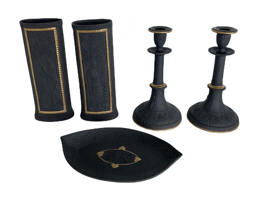 Italian Neoclassical Black & Gold Porcelain Set (1 of 7)