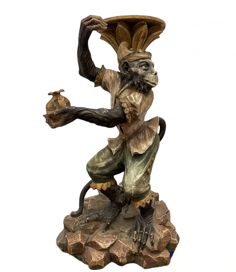 Carved Italian Venetian Wood Monkey Sculpture (1 of 8)