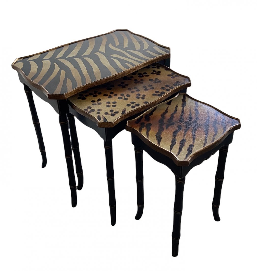 Set Of Leopard, Cheetah Pattern Wood Nesting Tables (1 of 4)